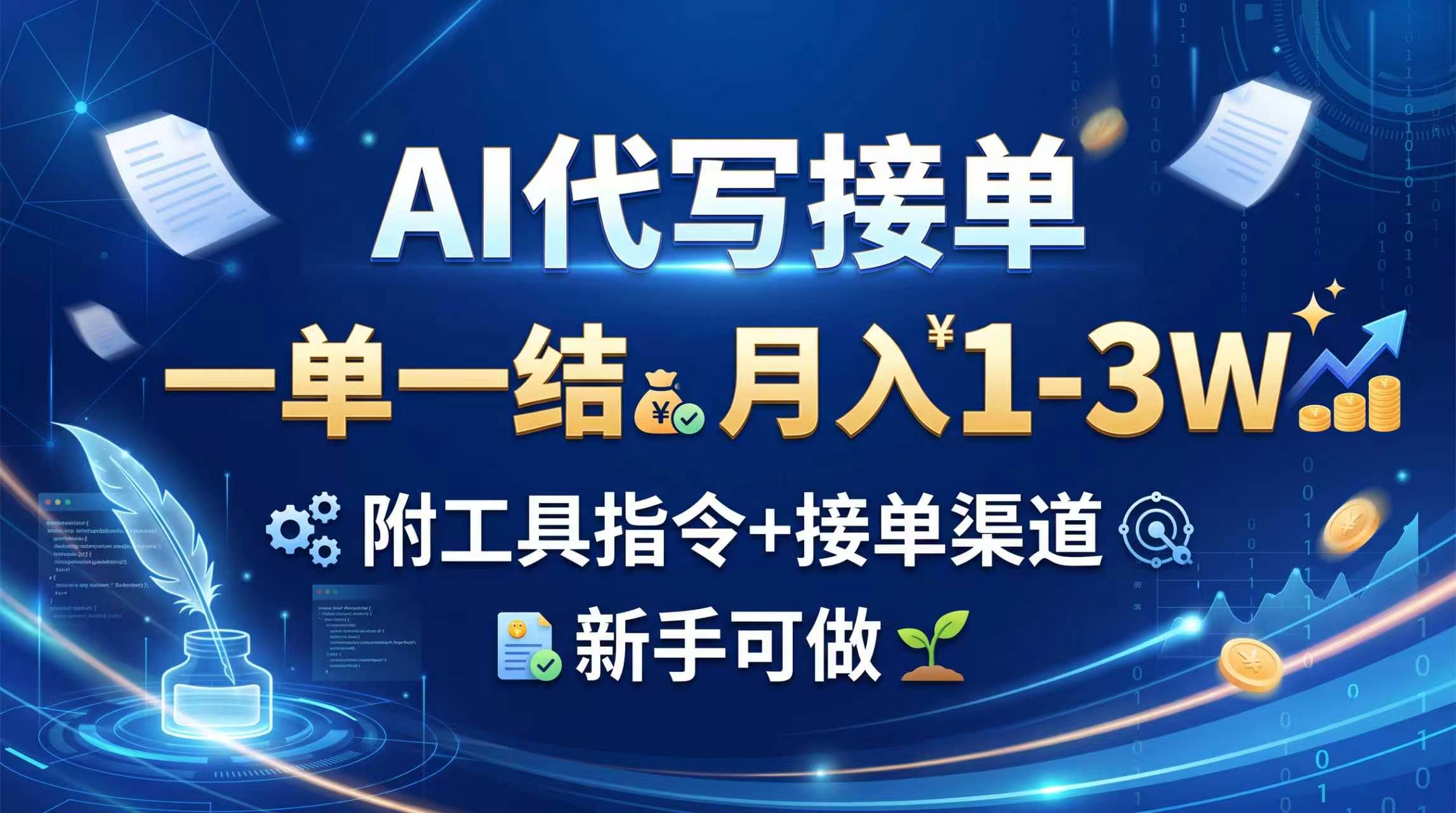 AI代写接单,一单一结,月入1-3W,附工具指令+接单渠道,新手可做 - 严选资源大全