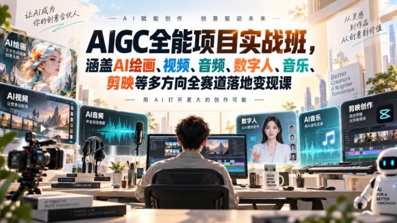 AIGC全能项目实战班,涵盖AI绘画、视频、音频、数字人、音乐、剪映等多方向全赛道落地变现课 - 严选资源大全 - 严选资源大全