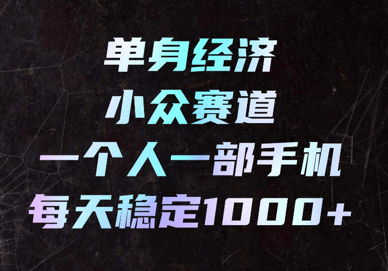 单身经济小众赛道，一个人一部手机，每天稳定1000+，长期可持续的赛道【揭秘】 - 严选资源大全