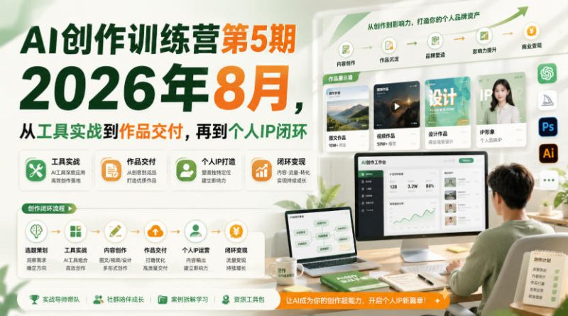 AI创作训练营第5期2026年8月,从工具实战到作品交付,再到个人IP闭环(更新0910) - 严选资源大全 - 严选资源大全