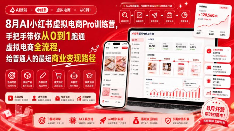 8月AI小红书虚拟电商Pro训练营,手把手带你从0到1跑通虚拟电商全流程,给普通人的最短商业变现路径(更新0910) - 严选资源大全 - 严选资源大全