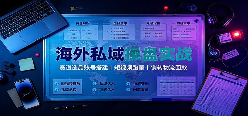 海外私域操盘实战：赛道选品账号搭建，短视频跑量，销转物流回款 - 严选资源大全