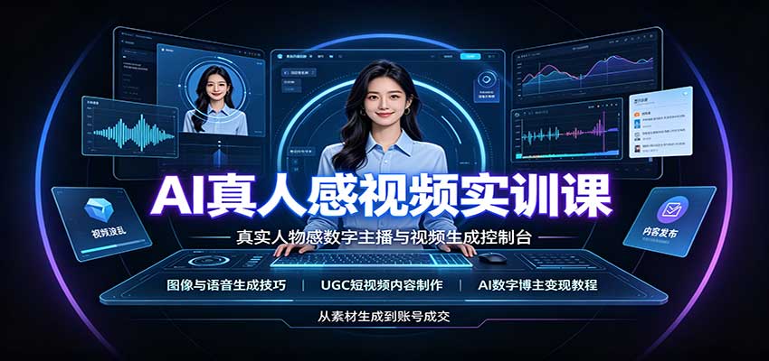 AI真人感视频实训课：图像语音生成，UGC内容制作，AI数字博主变现教程 - 严选资源大全