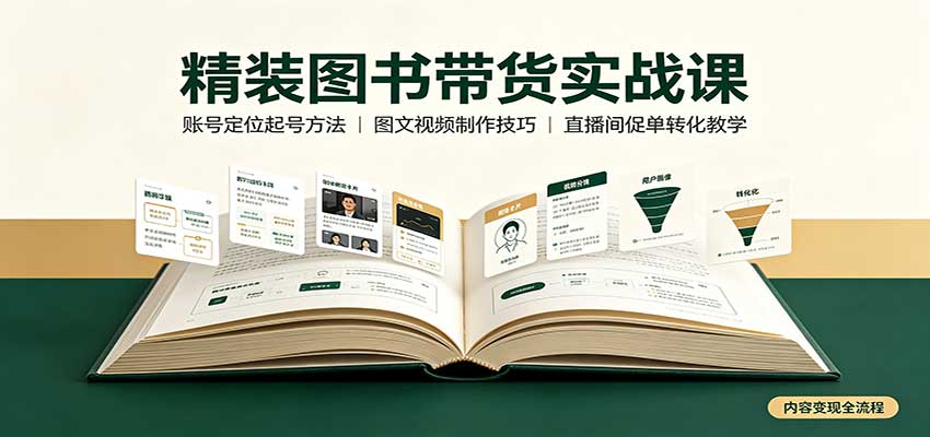 精装图书带货实战课：账号定位起号方法，图文视频制作，促单转化教学 - 严选资源大全