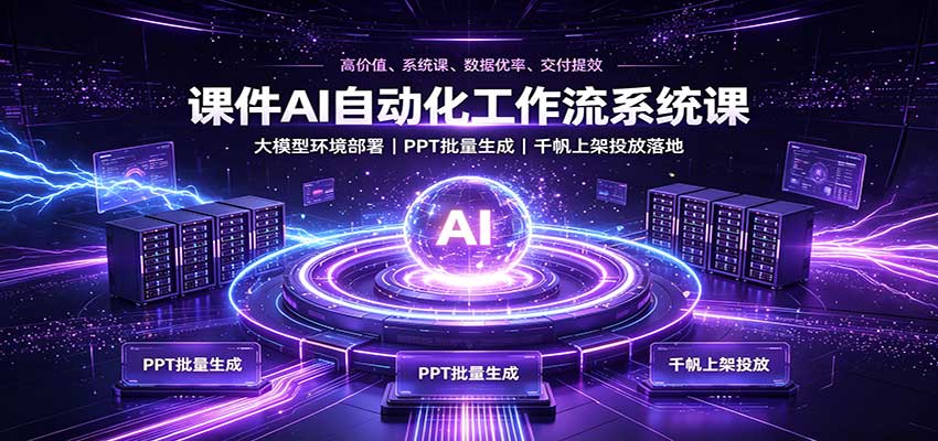 课件AI自动化工作流系统课：大模型环境部署，PPT批量生成，千帆上架投放落地 - 严选资源大全