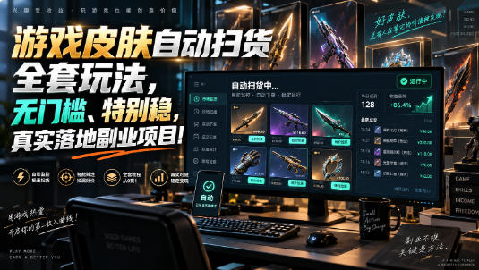 游戏皮肤自动扫货全套玩法，无门槛、特别稳，真实落地副业项目！【揭秘】 - 严选资源大全