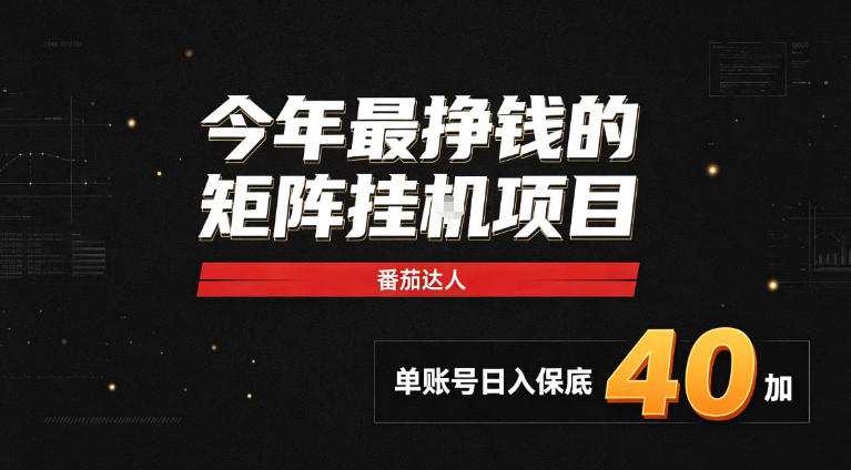 2026热门副业｜番茄达人矩阵全自动挂G项目，单账号保底日入40+，无需人工盯守【揭秘】 - 严选资源大全