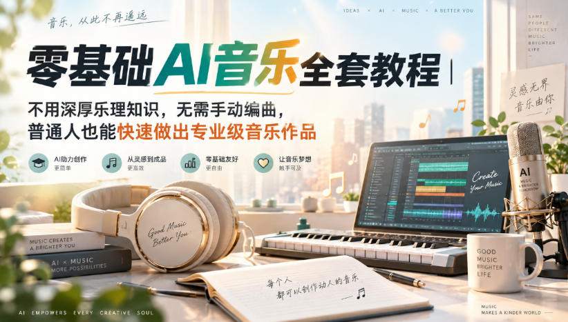 零基础AI音乐全套教程|不用深厚乐理知识,无需手动编曲,普通人也能快速做出专业级音乐作品 - 严选资源大全