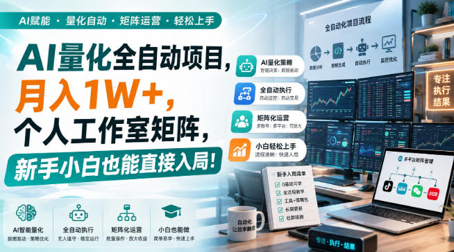 AI量化全自动挂机,月入1W+,个人工作室矩阵,新手小白也能直接入局! - 严选资源大全