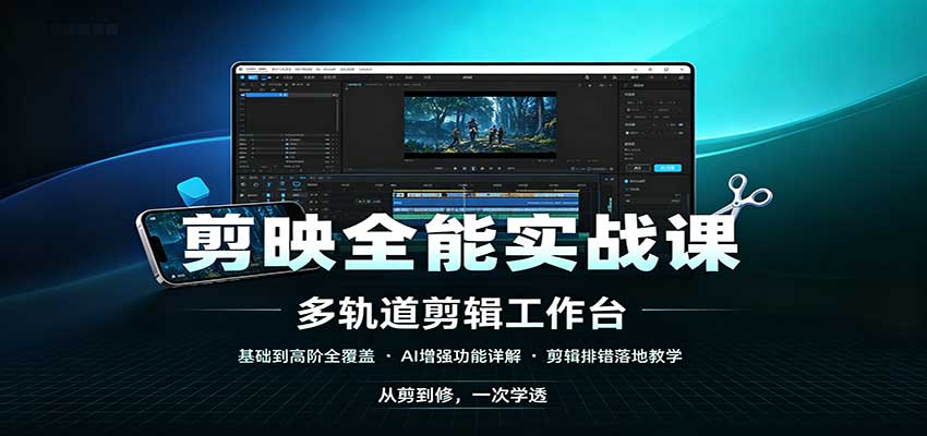 剪映全能实战课：基础到高阶全覆盖，AI增强功能，剪辑排错落地教学 - 严选资源大全
