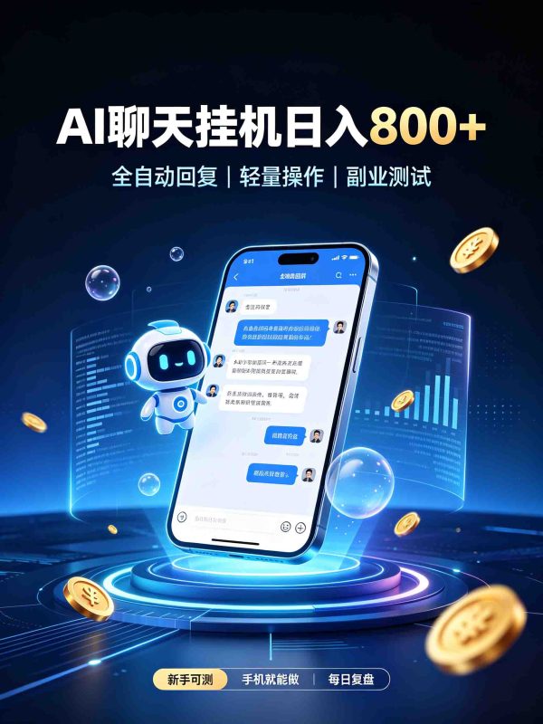 AI聊天挂机,日入800+,适用个人副业,工作室矩阵操作 - 严选资源大全 - 严选资源大全