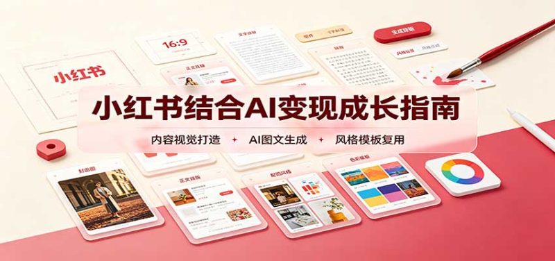 小红书结合AI变现成长指南:账号精准定位,内容视觉打造,搭建可复制流量获客体系 - 严选资源大全 - 严选资源大全