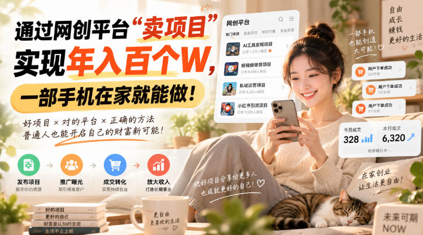靠卖网创项目变现，一年拿下百万收益！一台手机就能操作！ - 严选资源大全