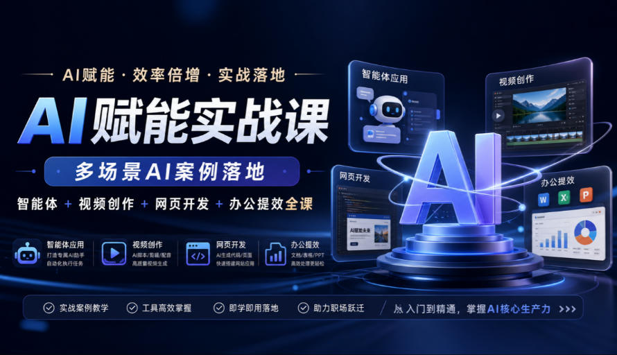 AI赋能实战课,多场景AI案例落地,智能体+视频创作+网页开发+办公提效全课 - 严选资源大全