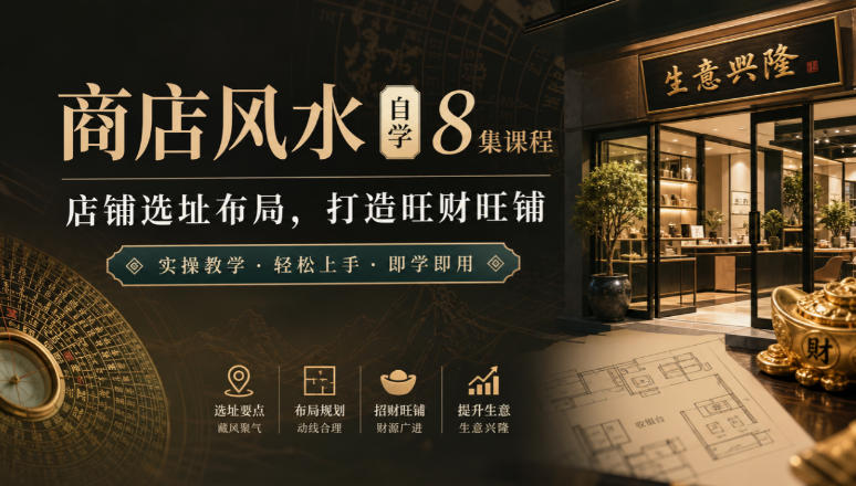 商店风水自学8集课程|店铺选址布局,打造旺财旺铺实操教学 - 严选资源大全