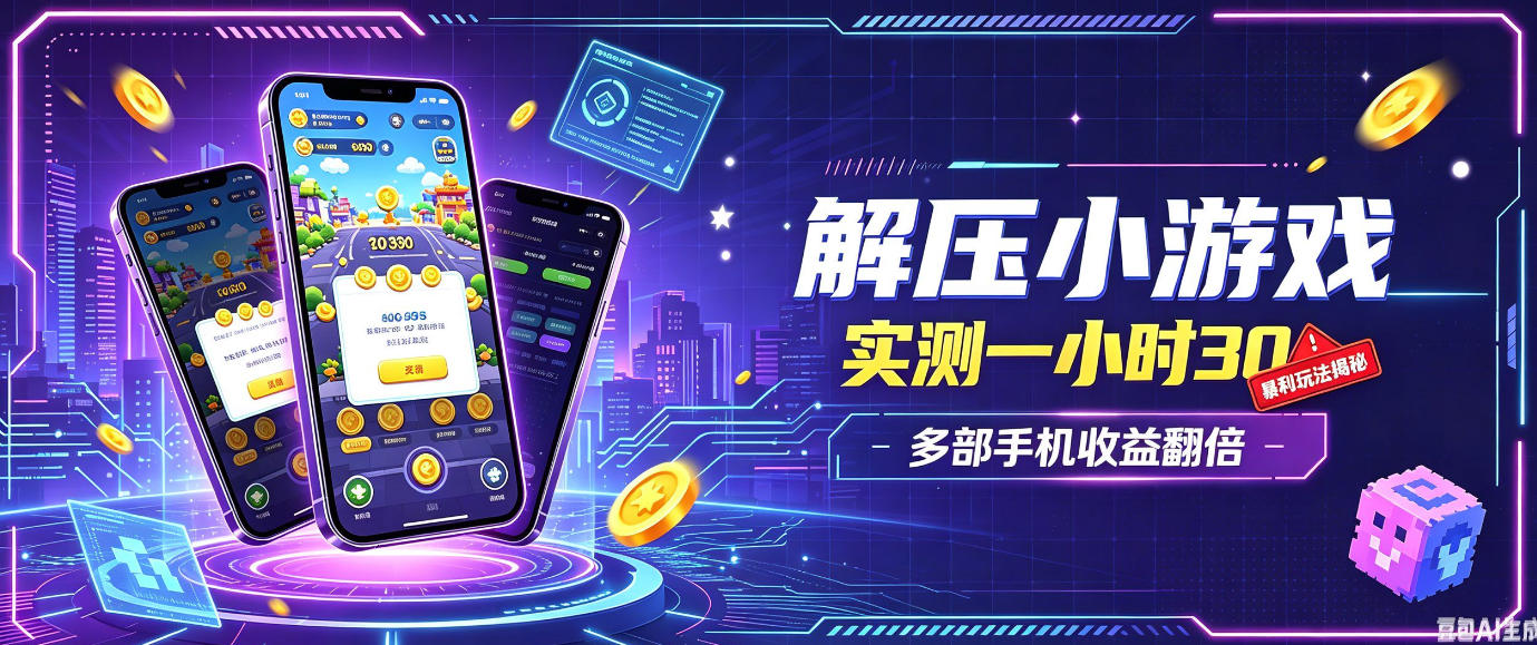 小游戏全流程玩法,实测一小时搞30,简单无脑解压,当天做当天就能看到进账,直接冲就行【揭秘】 - 严选资源大全