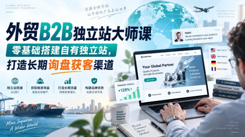 外贸B2B独立站大师课,零基础搭建自有独立站,打造长期询盘获客渠道 - 严选资源大全 - 严选资源大全