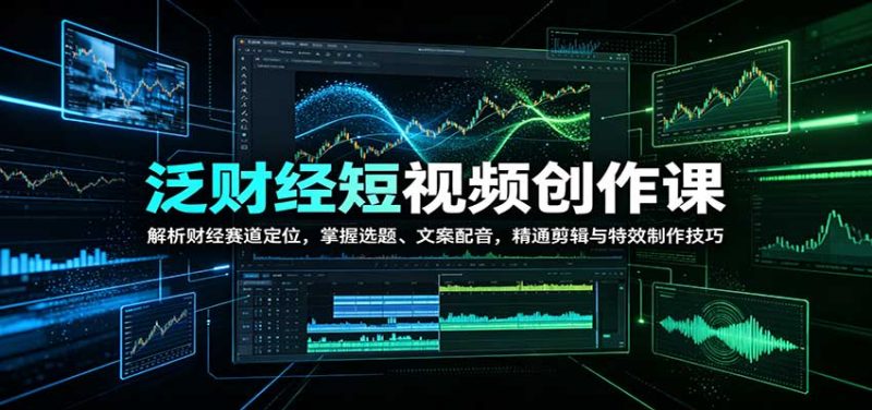 泛财经短视频创作课:解析财经赛道定位,掌握选题、文案配音,精通剪辑与特效制作技巧 - 严选资源大全 - 严选资源大全
