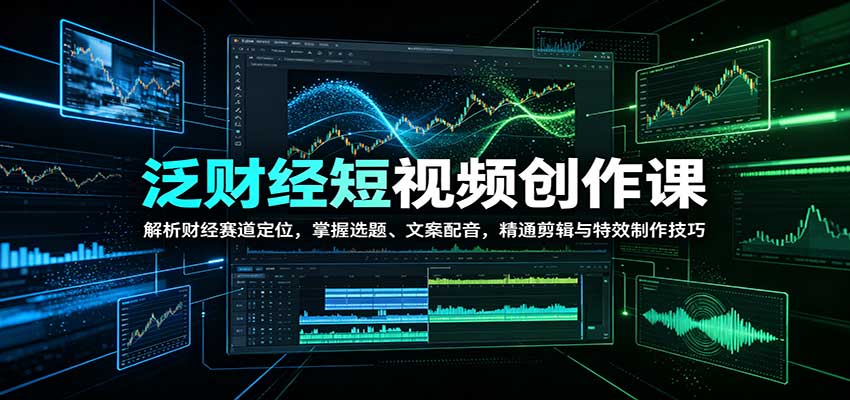 泛财经短视频创作课:解析财经赛道定位,掌握选题、文案配音,精通剪辑与特效制作技巧 - 严选资源大全