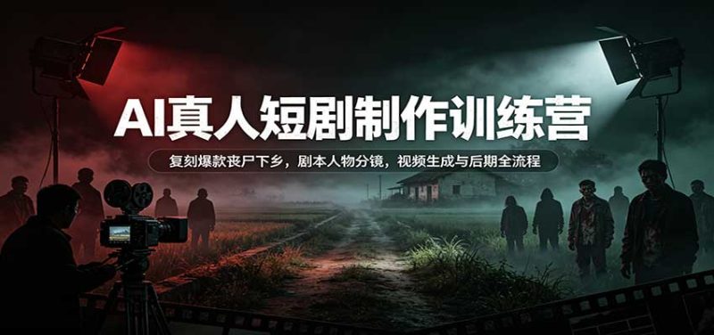AI真人短剧制作训练营:复刻爆款丧尸下乡,剧本人物分镜,视频生成与后期全流程 - 严选资源大全 - 严选资源大全