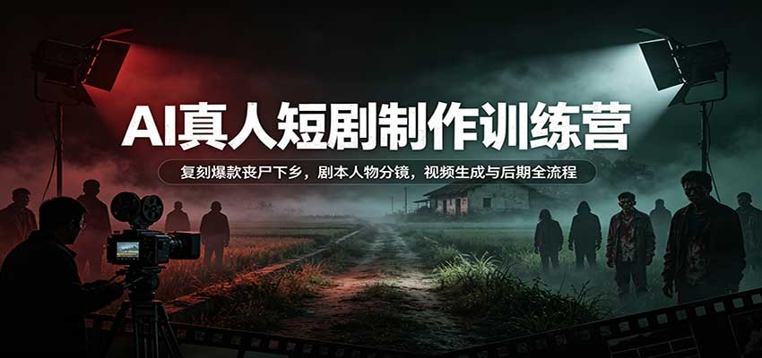 AI真人短剧制作训练营：复刻爆款丧尸下乡，剧本人物分镜，视频生成与后期全流程 - 严选资源大全