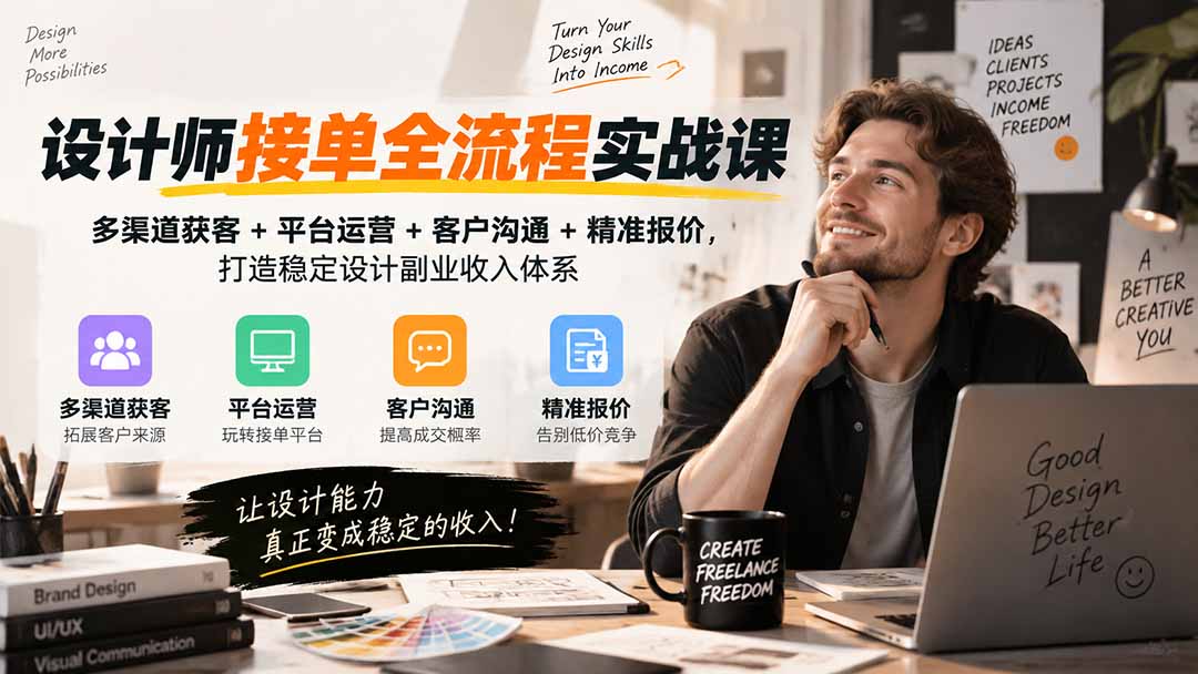 设计师接单全流程实战课-无水印｜多渠道获客+平台运营+客户沟通+精准报价，打造稳定设计副业收入体系 - 严选资源大全