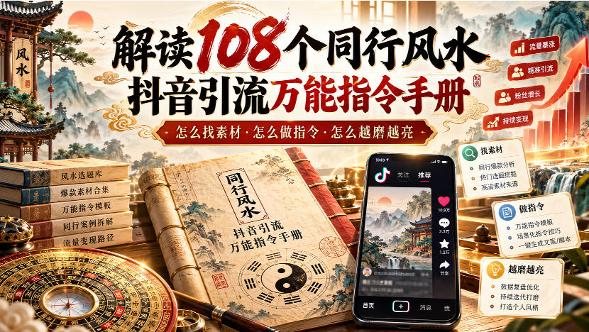 解读108个同行风水抖音引流万能指令手册，怎么找素材·怎么做指令·怎么越磨越亮【文档】 - 严选资源大全