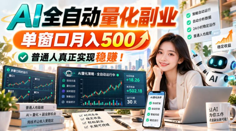 AI全自动量化副业,单窗口月入500,普通人真正实现稳賺!【揭秘】 - 严选资源大全 - 严选资源大全