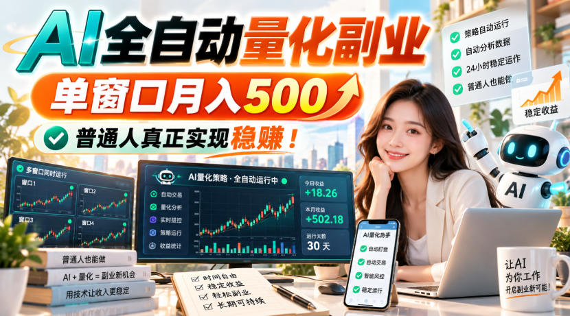 AI全自动量化副业，单窗口月入500，普通人真正实现稳賺！【揭秘】 - 严选资源大全