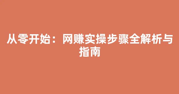 从零开始：网赚实操步骤全解析与指南 - 严选资源大全