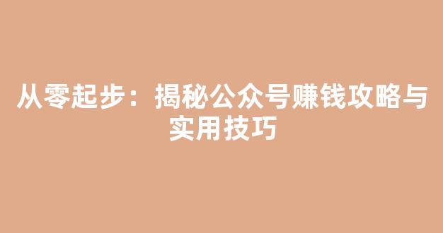 从零起步：揭秘公众号赚钱攻略与实用技巧 - 严选资源大全