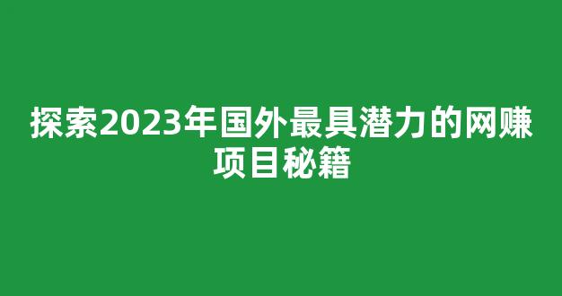 探索2023年国外最具潜力的网赚项目秘籍 - 严选资源大全