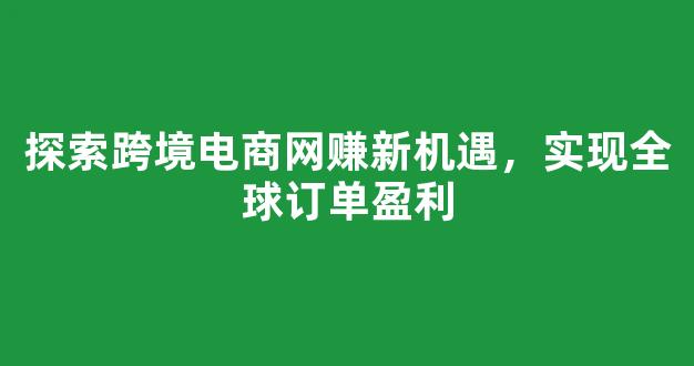 探索跨境电商网赚新机遇，实现全球订单盈利 - 严选资源大全