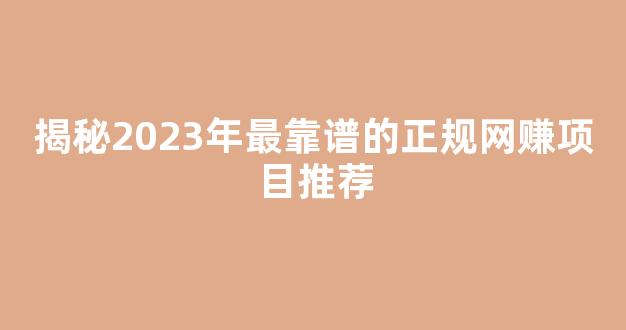 揭秘2023年最靠谱的正规网赚项目推荐 - 严选资源大全