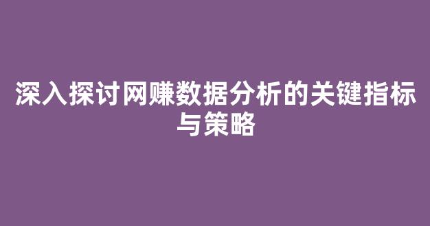 深入探讨网赚数据分析的关键指标与策略 - 严选资源大全