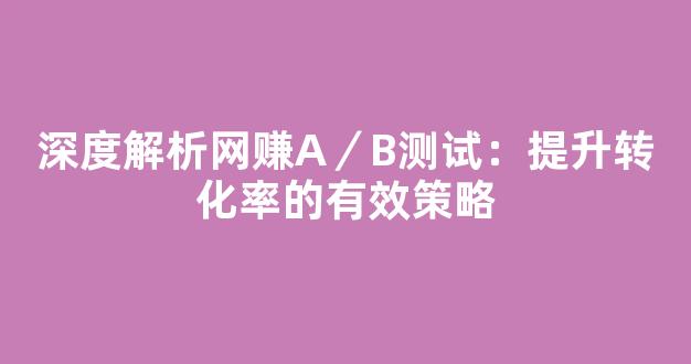 深度解析网赚A／B测试：提升转化率的有效策略 - 严选资源大全
