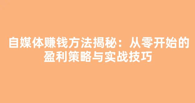 自媒体赚钱方法揭秘：从零开始的盈利策略与实战技巧 - 严选资源大全
