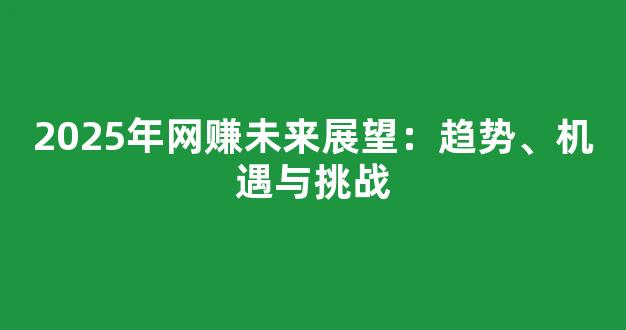 2025年网赚未来展望：趋势、机遇与挑战 - 严选资源大全