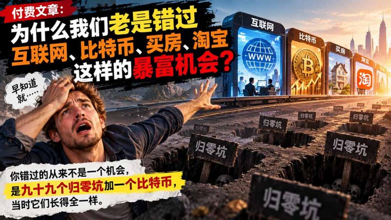 付费文章:为什么我们老是错过互联网、比特币、买 房、淘宝这样的暴富机会? - 严选资源大全 - 严选资源大全