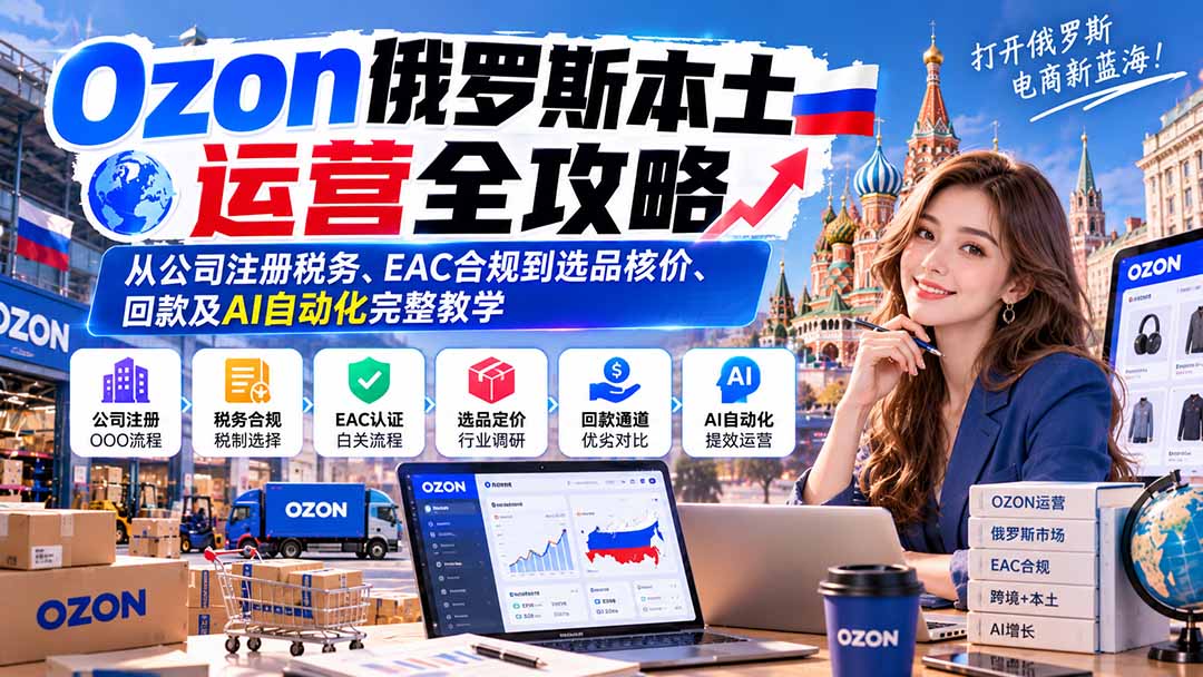Ozon俄罗斯本土运营全攻略：从公司注册税务、EAC合规到选品核价、回款及AI自动化完整教学 - 严选资源大全
