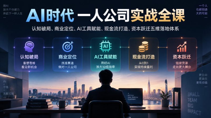 AI时代一人公司实战全课|认知破局、商业定位、AI工具赋能、现金流打造、资本跃迁五维落地体系 - 严选资源大全 - 严选资源大全