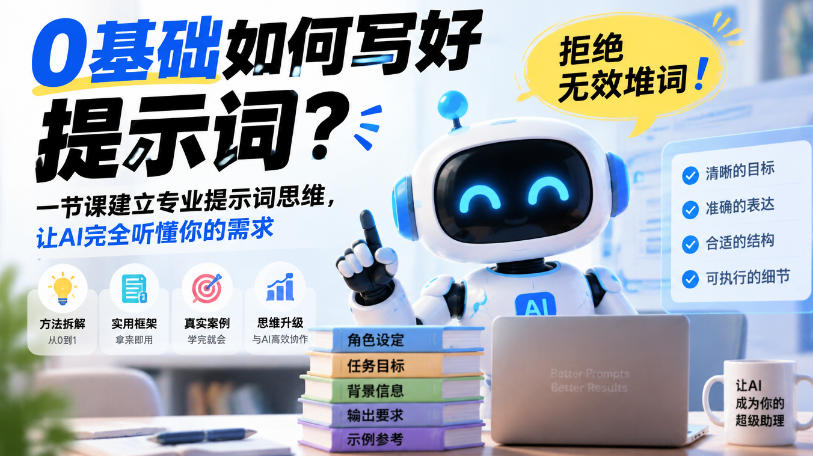 0基础如何写好提示词，拒绝无效堆词！一节课建立专业提示词思维，让AI完全听懂你的需求 - 严选资源大全