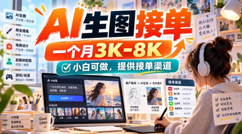 AI生图接单，一个月3K-8K，小白可做，提供接单渠道 - 严选资源大全