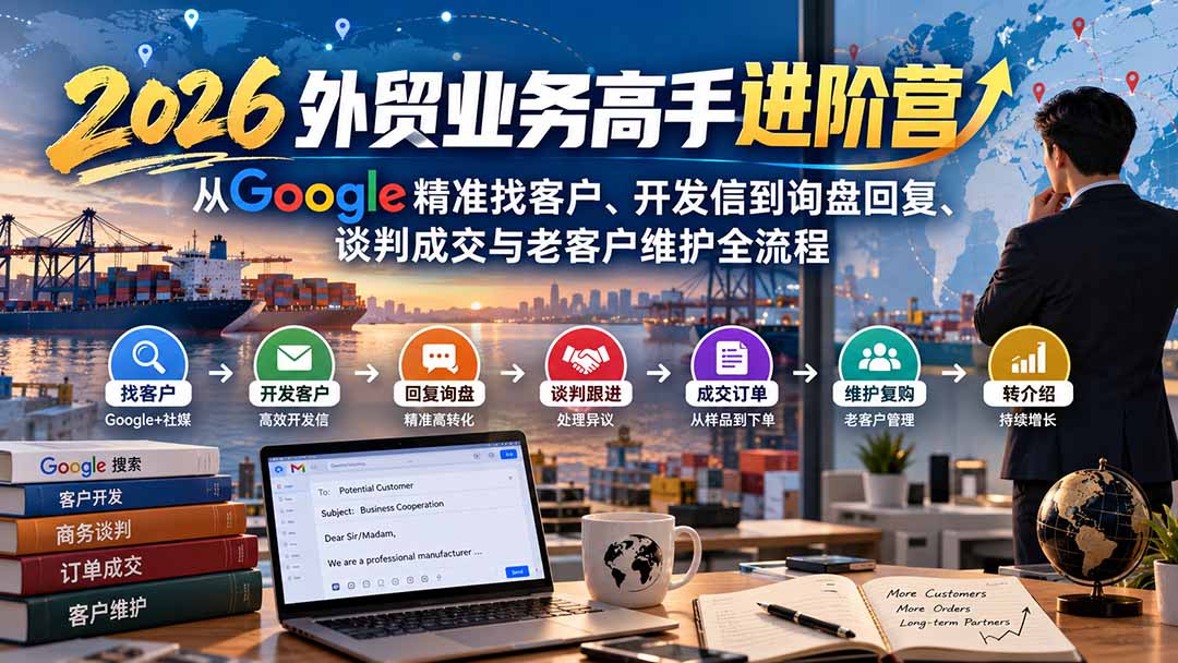 2026外贸业务高手进阶营：从Google精准找客户、开发信到询盘回复、谈判成交与老客户维护全流程 - 严选资源大全