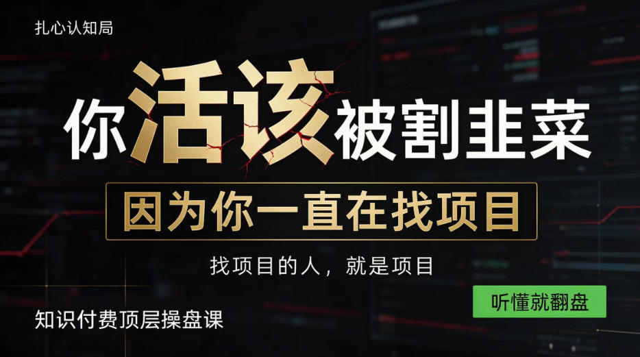 做项目不如卖项目,做知识付费自己当老板,知识付费顶层操盘课,听懂就翻盘【揭秘】 - 严选资源大全