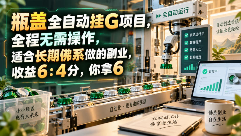 瓶盖全自动挂G项目，全程无需操作，适合长期佛系做的副业，收益6：4分，你拿6【揭秘】 - 严选资源大全