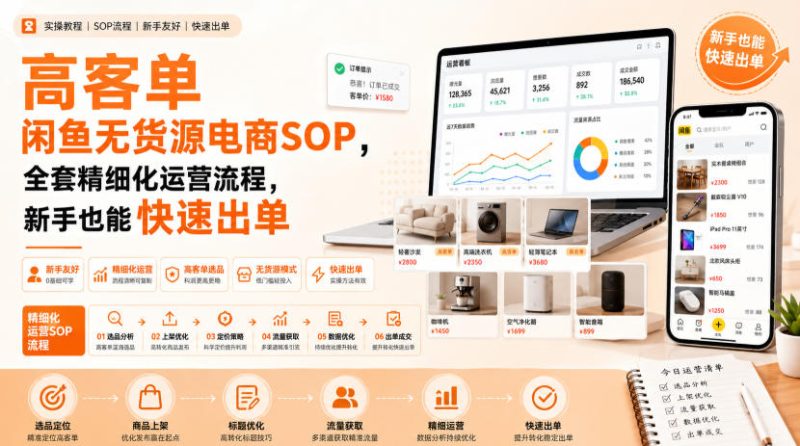 高客单闲鱼无货源电商SOP,全套精细化运营流程,新手也能快速出单 - 严选资源大全 - 严选资源大全