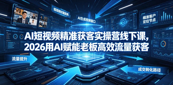 AI短视频精准获客实操营6月10-14号线下课，2026用AI赋能老板高效流量获客 - 严选资源大全
