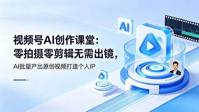 视频号AI创作课堂:零拍摄零剪辑无需出镜,AI批量产出原创视频打造个人IP - 严选资源大全