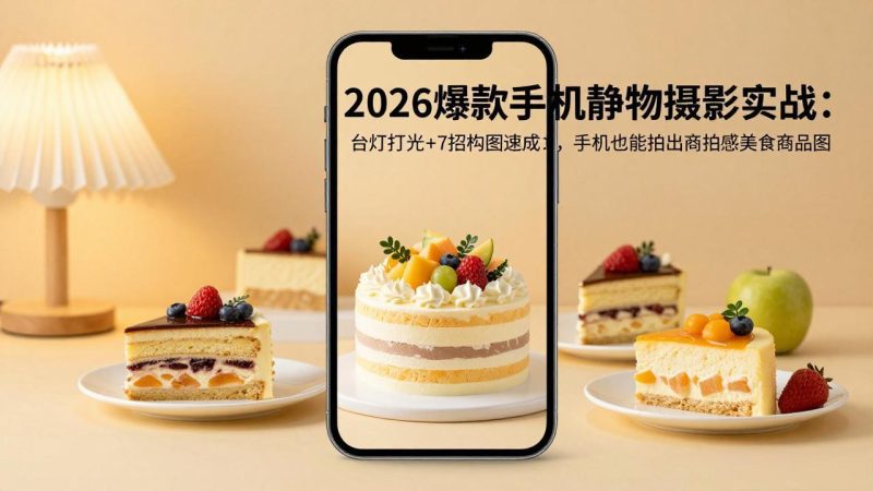 2026爆款手机静物摄影实战:台灯打光+7招构图速成,手机也能拍出商拍感美食商品图 - 严选资源大全 - 严选资源大全